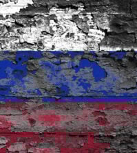 Damaged Russian flag