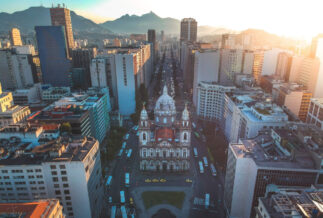 Aerial photograph of buildings in Rio de Janeiro in Brazil. J
