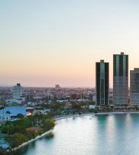 Skyscrapers next to a lake in the Centro neighbourhood, Rio de Janeiro, Brazil