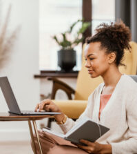A photograph of a home worker.