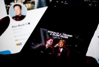 A photograph combining Elon Musk and Donald Trump's X Twitter account profiles