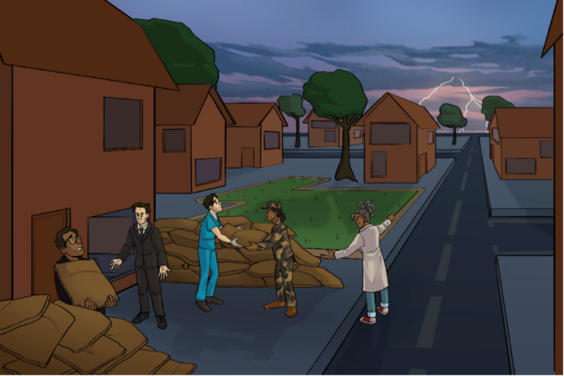 An illutration of public servants working together