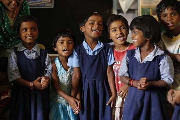 A picture of schoolchildren in India