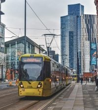 A piucture of a Manchester city street.