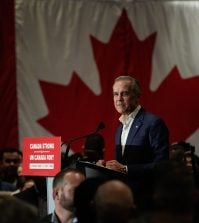 Mark Carney speaking at an election campaign event Photo Shutterstock
