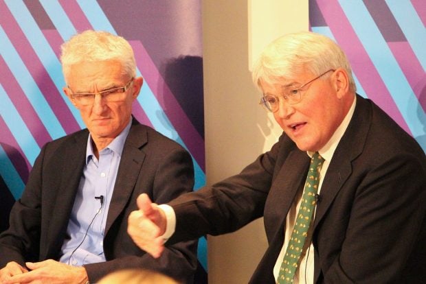 Former international development secretary Andrew Mitchell and former Department for International Development permanent secretary Sir Mark Lowcock speaking at an Institute for Government event Lessons from the rise and fall of the Department for International Development