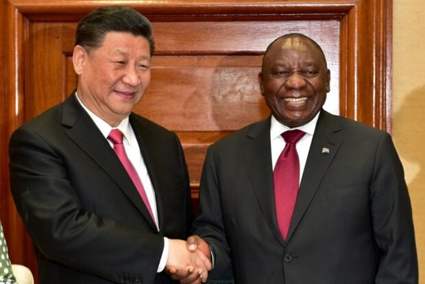 South African president Cyril Ramaphosa and president Xi Jinping of China meeting during his state visit to South Africa