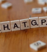 Scrabble tiles spelling out ChatGPT