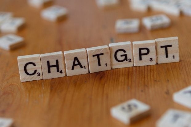 Scrabble tiles spelling out ChatGPT