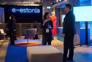 A photo from the e-Estonia showroom as part of the Estonian European Union presidency in 2017. Estonian Presidency's photo, licensed under Creative Commons BY 2.0