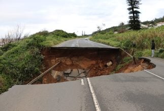 Damage when M4 freeway was washed away in floods in Tongaat, Durban, KwaZulu Natal, South Africa, 21 May 2022.