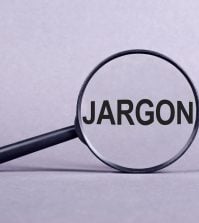 The word jargon viewed through a magnifyig glass