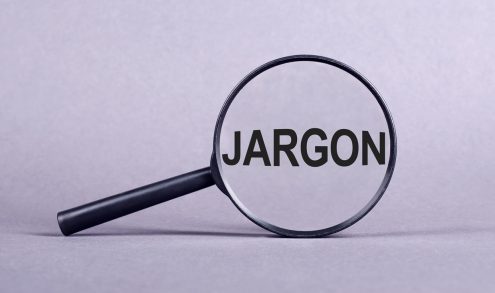 The word jargon viewed through a magnifyig glass